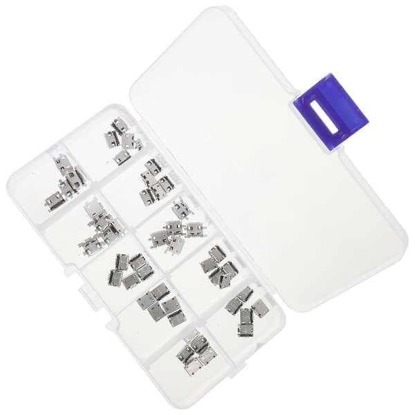 Micro USB-kontakt USB-uttak for lodding, reparasjon, 50-pakning