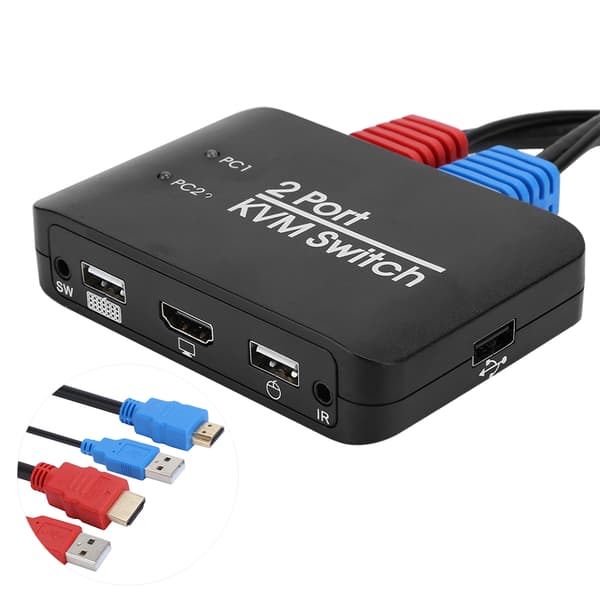 2 Port USB 2.0 HDMI KVM-bryter for Windows iOS OS X Linux Netware Unix Android