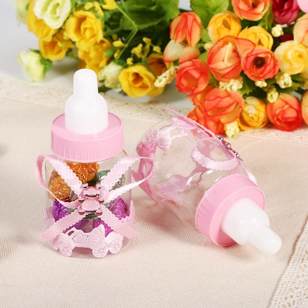 50-pack Rosa Godisflaskor i Chokladform för Baby Shower-Favoriter och Dekorationer