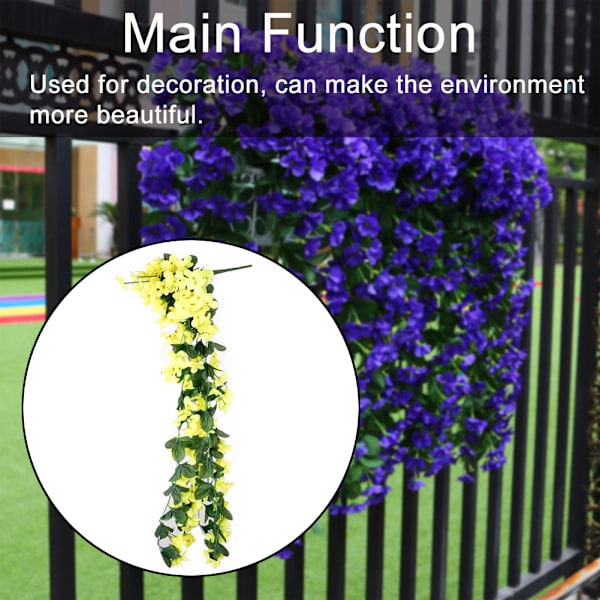 Gul Kunstig Wisteria Hængekurv med 4 Blade til Bryllup og Hjemmedekoration