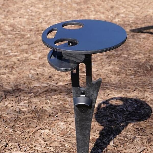Utomhus vinbord hopfällbart bärbart trä enkelt installation picknick gräsmatta bordsställ Black Single Layer