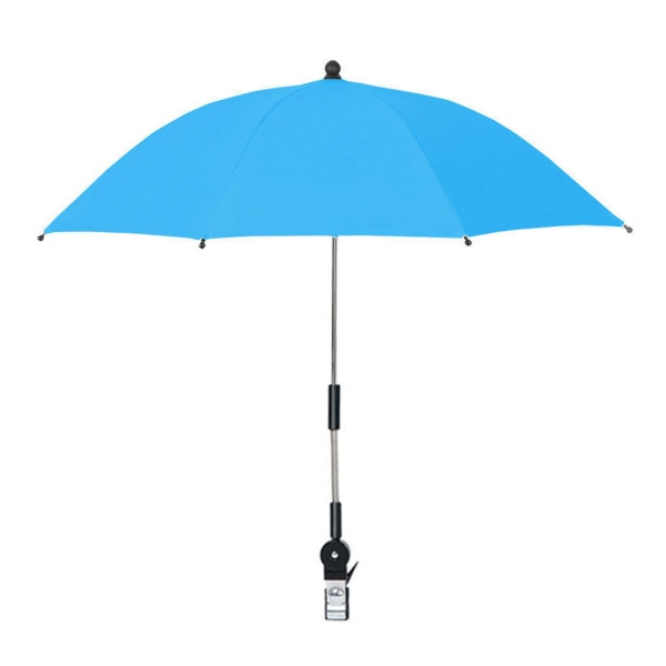 (Blå 80cm stålspänneklämma) Stol Paraply Barnvagn Parasoll Universal Paraply med klämma (paraplyhöjd 55cm, diameter 80cm kan täckas under t