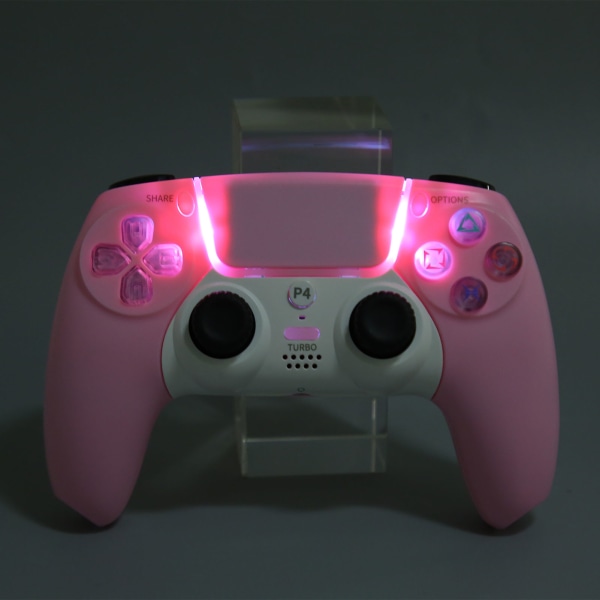 Bluetooth Controller Uppladdningsbar trådlös Gamepad Joystick för PS4 för PS5 för Windows 7 8 10 PC Tablet Pink- W