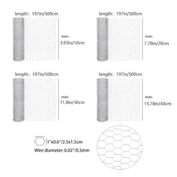 (Specifikation: 0.1*5m set inkluderar: 1*hexagonalt nät+1 par handskar+1*tång) DIY hantverk hemdekoration lätt galvaniserat hexagonalt nät
