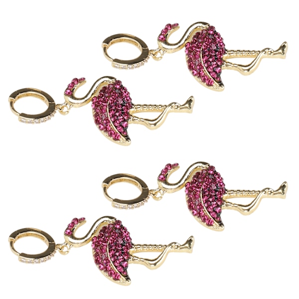2 Par Øredobber Diamant Flamingo Drop Dangle AllMatch Mote Ørepynt