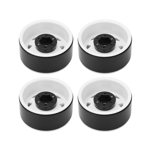 Set med 4 vita 1,9 tum RC-bil hjulnav - Hållbart järn, hög slitstyrka, perfekt för Axial RC-krypare, ersättningshjulnav