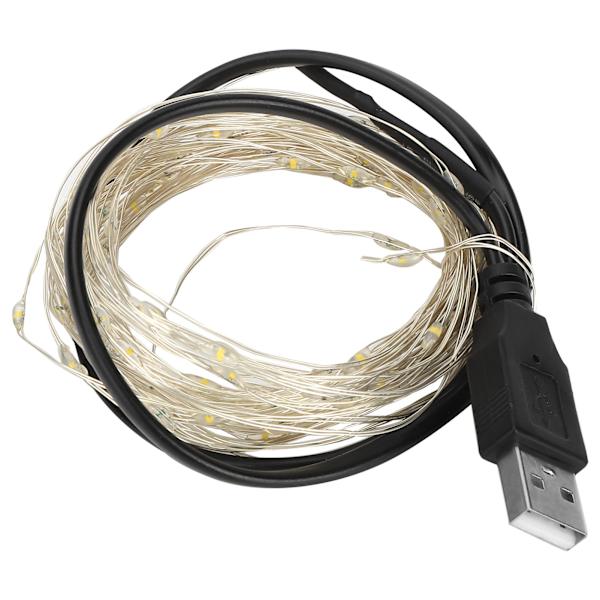 32,8 fot USB-drivna LED-koppartrådsljus för Halloween & Hemfester - Vit Dekorativ Belysning