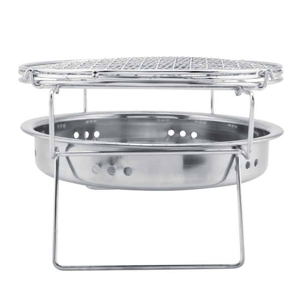 Mini Grill i Rostfritt Stål, Bärbar Vikbar Rund Grill för Utomhus Campinggård