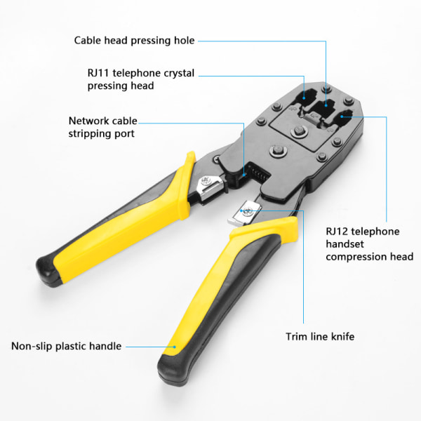 Bærbart sett RJ45 RJ11 RJ12 nettverksreparasjonsverktøysett med kabeltester Alligator Crimp Plier