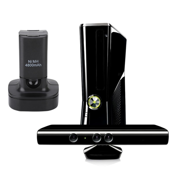 Laddningsbara Batterier med Laddningskabel för Xbox 360 Slim 4800mAh 3.7V (EU-kontakt 100-240V)