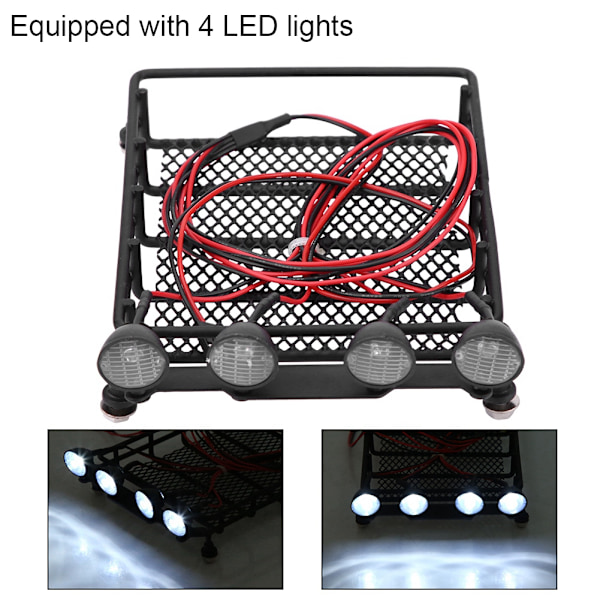 Kattoteline LED-valoilla Axial SCX10 1/10 RC-autolle (4 valkoista)