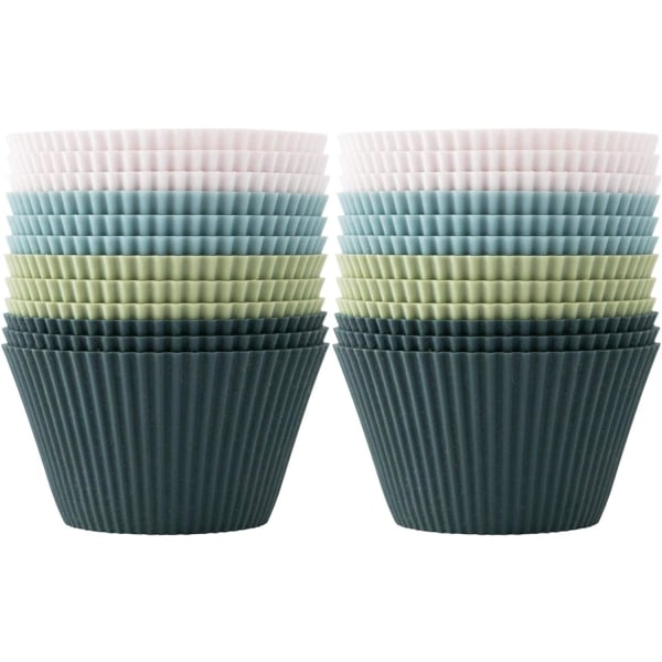 Muffinsformer i silikon - 4 farger - non-stick - BPA-fri - Tåler oppvaskmaskin (24 standard)