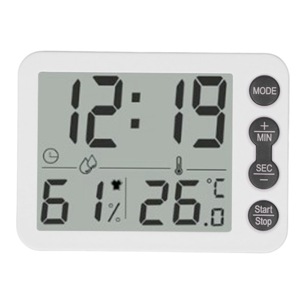 Indendørs Digital Temperatur- og Luftfugtighedsmåler Multifunktionel Elektronisk Termometer Hygrometer med Alarmfunktion Hvid Sort Nøgle