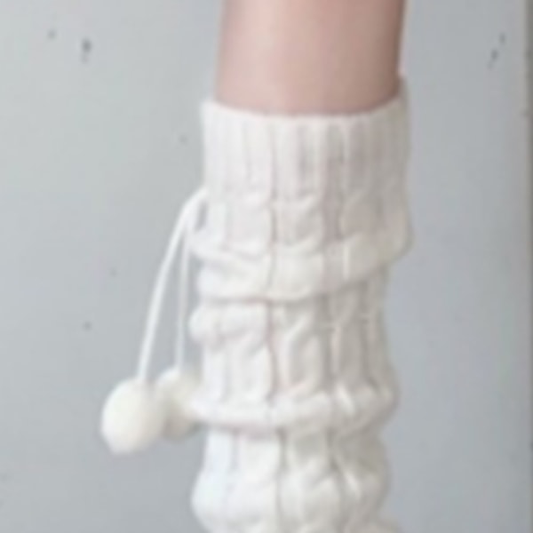 Kabelstrik Sokker Kvinder Søde Elegante Bløde Varme Slouch Sokker med Fuzzy Ball til feriefest
