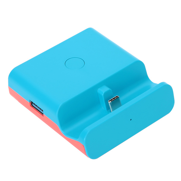 HDMI Videokonverteradapter for Switch/Lite Spillkonsoll Bærbar Mini Lading Dock Stativ Blå Rød