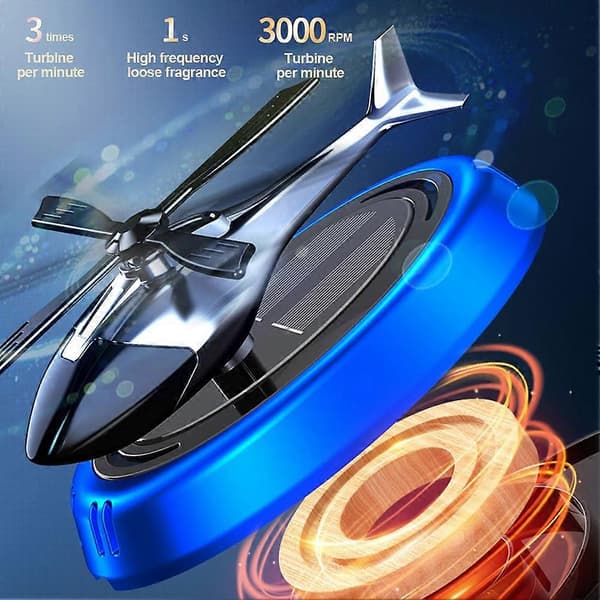 【02】Bilduft Helikopter Bilduftfrisker ornamenter Indretning Solar Roterende Aroma Diffuser til Kontor Blue