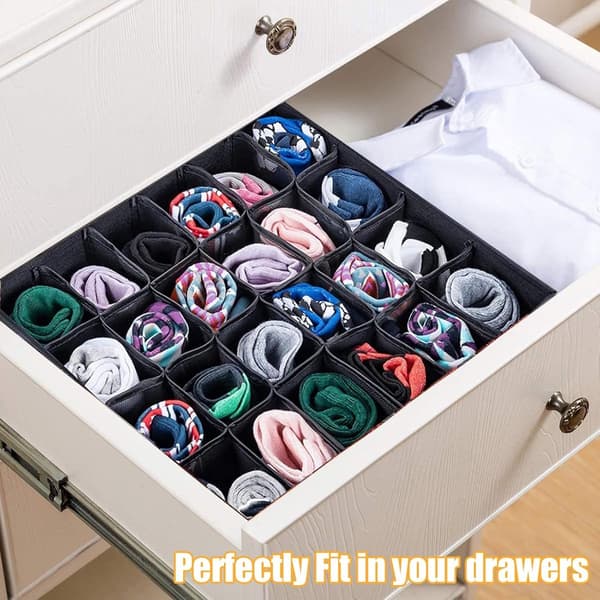 Underwear Storage Boxes - 2 pcs 24 Compartment Drawer Organizer Bra Socks Foldable Drawer Divider for Wardrobe Foldable for Underwear, Bras, Socks,_yu