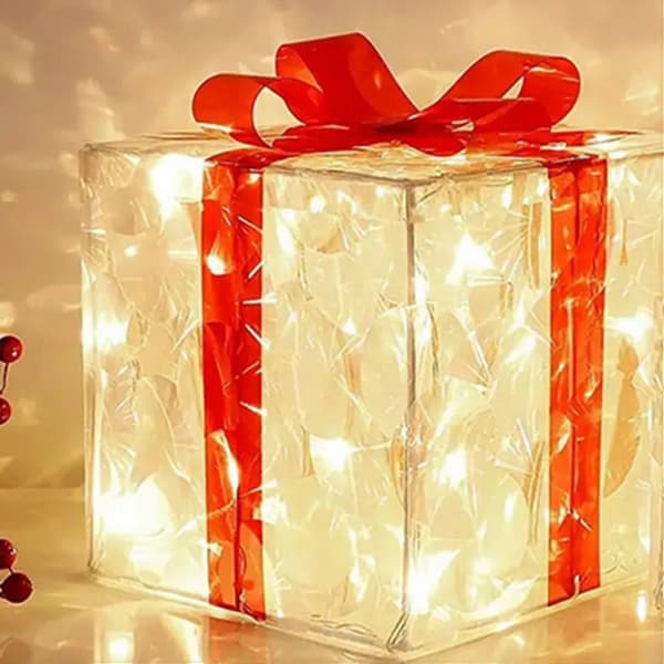 2X Jullysande presentförpackningsdekoration med rosettbelysning Utomhusbelysning Jul A
