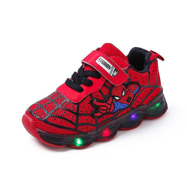 Barns andas Casual LED Spider-Man Luminous Shoes red 27