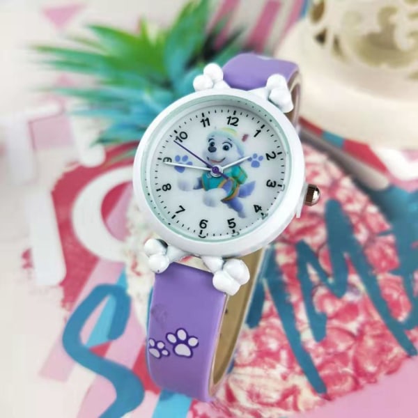 1 delar watch(lila),Vattentät barnarmbandsur Quartz Movement,3D tecknad design,Digital watch för 3 år till 11 år gammal flicka