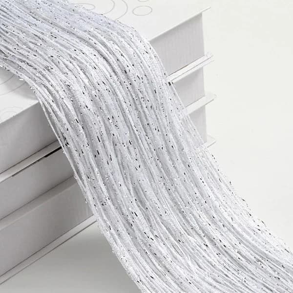 String Curtain Door Fly Screen, Polyester Tassel Room Divider for Doors and Windows Home Decor, White 100 x 200 cm