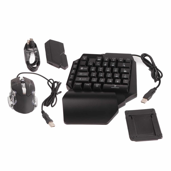 Portabel Mini Speltangentbord Mus USB RGB Handledsstöd Halv Hand 35 Tangenter Tangentbord Mus med Konverterare för Android för IOS