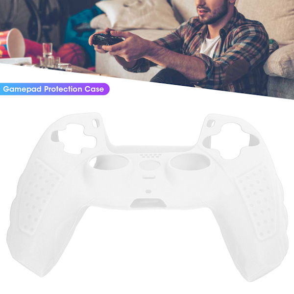 Matvarekvalitet Anti-Skli Silikon Spillkonsoll Beskyttelse Gamepad Håndtak Grip for PS5 Joystick (Hvit)