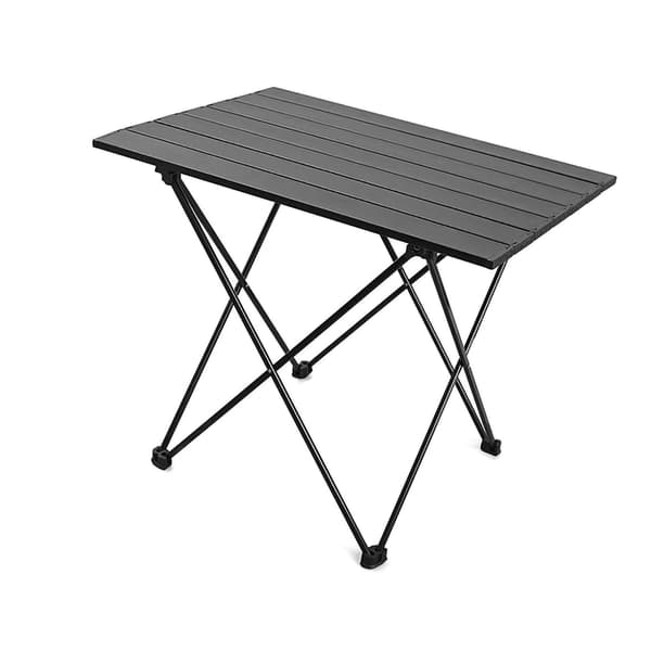 Bærbart Sammenleggbart Utendørs Campingbord Aluminium Legering BBQ Sidebord Svart