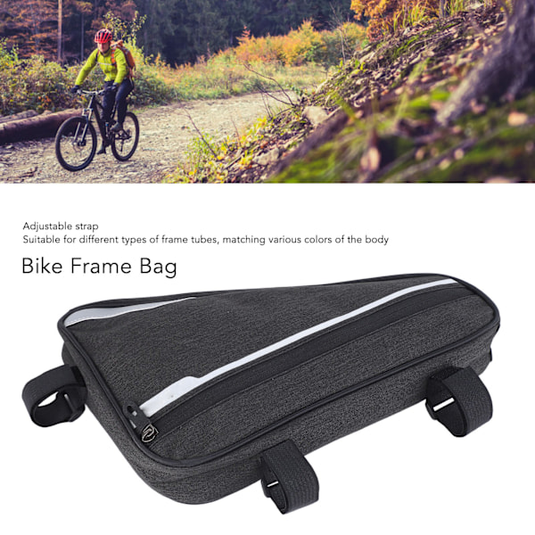 Cykeltripod taske tilbehør 1,2L polyesterfiber vandtæt cykel overrør nederste hjørne taske sort