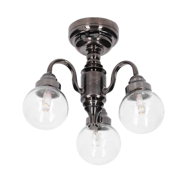 Dockhus Ljuskrona 1:12 Mini Retro Silver Glas Ljus Leksakspresent för Barn