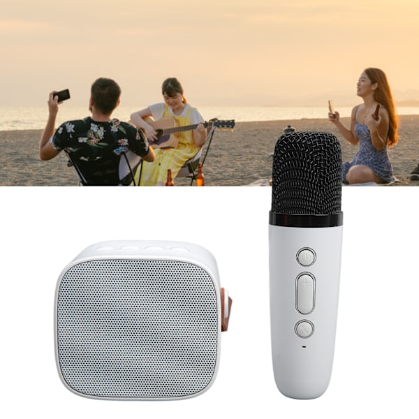 Mini Bluetooth-høyttaler Bærbar Trådløs Høyttaler Karaoke-maskin Med Mikrofon For Hjemmefest Bursdag Hvit