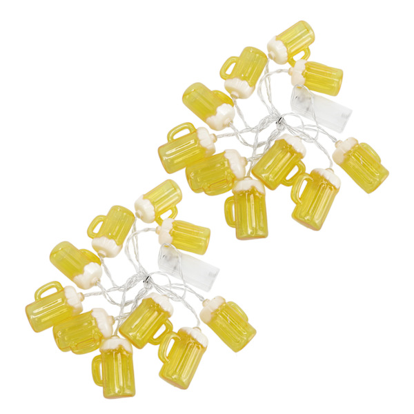 2-pack 6,5 fot LED-ljuskedjor med ölmotiv och 10 lampor - Festlig in- och utomhusdekoration för helgdagar och fester