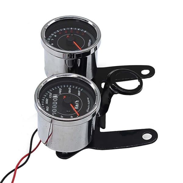 2 i 1 Motorcykel LED Baggrundslys Odometer Tachometer Speedometer Måler Universal
