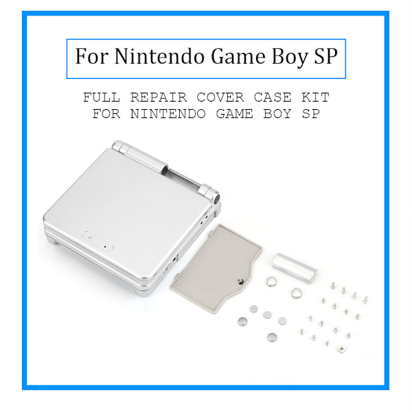 Nintendo Game Boy Advance GBA SP:lle suojaava ABS-kotelo ja korjaussarja, hopea