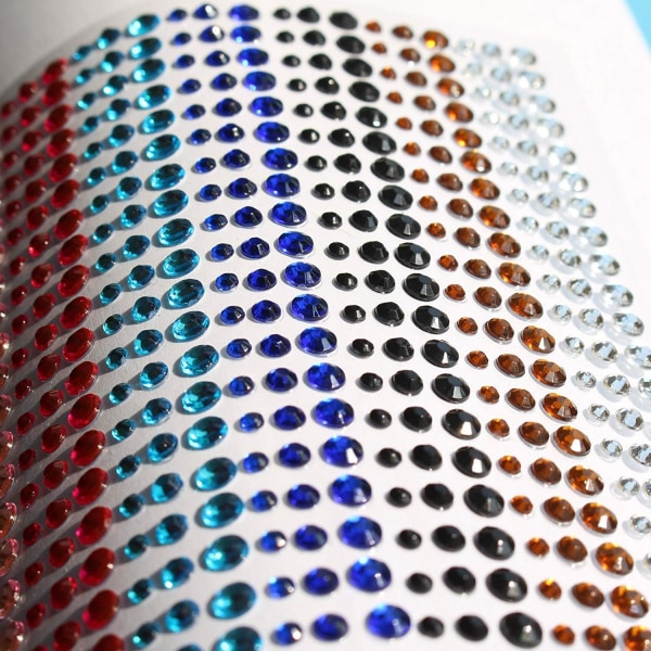 15 färger 900 bitar, strass klistermärken Självhäftande pärla smycken för ansikte öga nagel barn DIY hantverkskort utsmyckning Akryl diamantdekorationer