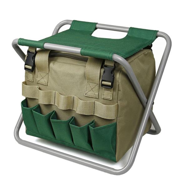 600D Oxford khaki med mørkegrønn avtakbar hagefoldingstol produktstørrelse 35*28*31cm emballasjestørrelse 42.5*40*4cm enkelt