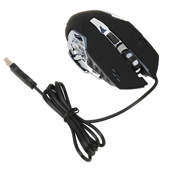 Ledningsforbundet Gaming Mus USB Optisk Computer Mus med RGB Baggrundsbelysning 4 Justerbar DPI Op til 3600 Bærbar Lydløs Mus til Windows 7 8 10 XP Sort