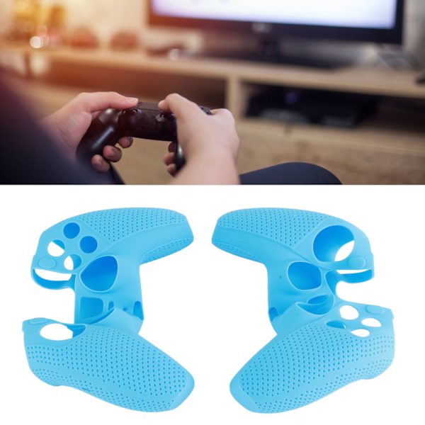 2 stk DOBE Antiskid Silikon Spillkonsollbeskyttelse Gamepad Håndtak Grep for PS5 (Blå)