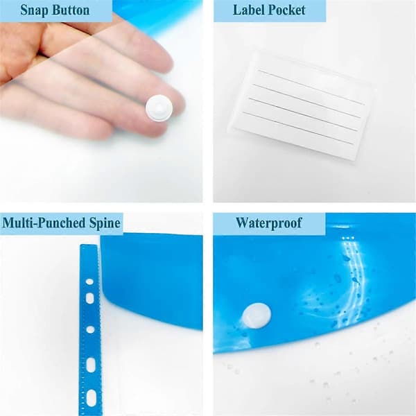 12-pack Plastic Envelopes, Binder Pockets for 3/4/11-Ring Binders, Expandable Document Organizer with S