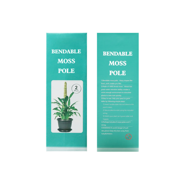 (1 förpackning) (Moss 120cm låda) Mosspåle DIY formad växtklätterstång klätterväxt böjbar formad pothos trädgårdspilar, mossa