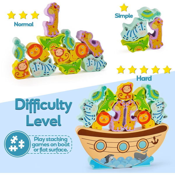 2 in 1 Wooden Kids Game - Ocean Balance -lelu - opettavainen ja