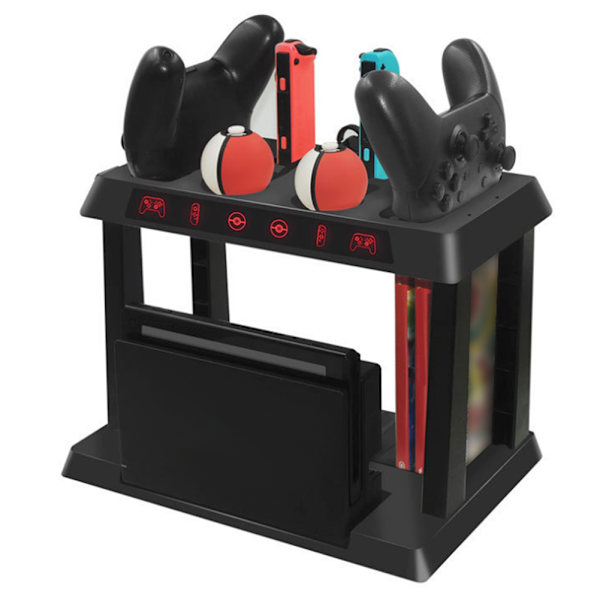 Multifunksjons ABS Laderbase Spillkort Oppbevaringsbrakett Holder for Switch