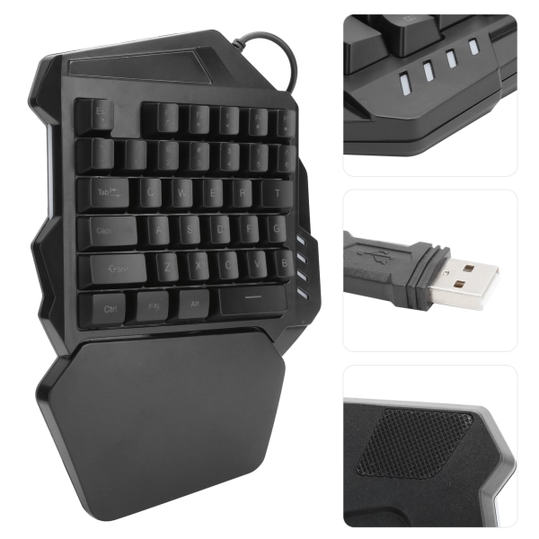 G94 OneHanded Gaming Keyboard USB Kablet RGB Bakgrunnsbelyst 35 taster tastatur for datamaskin (blandet lys)