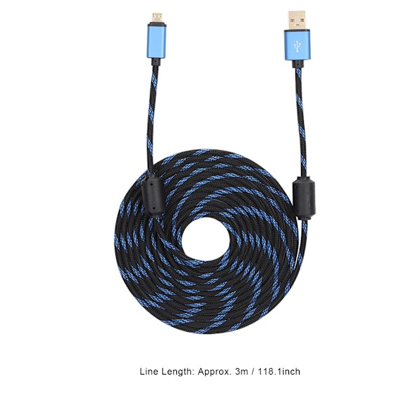 Heavy Duty 3m USB-ladekabel for PS4/Xbox ONE-kontroller - Rask lading