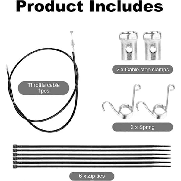 75 inch Go Kart Throttle Cable Kit, Go Kart Brake Cable with Cable End Stop Brake Return P