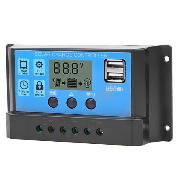 Blå Solar Automatisk PWM LCD Dobbelt USB 5V 10A Output Controller Regulator PV System Tilslutning
