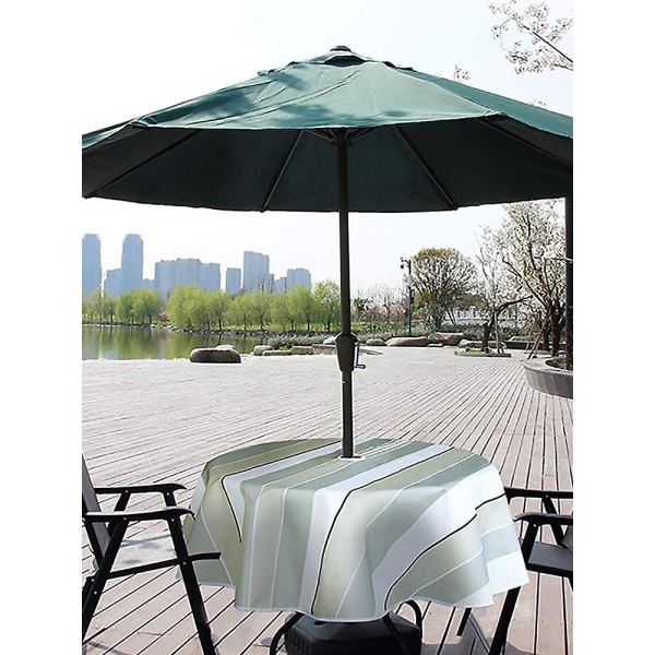 Terrassegård udendørs dug regntæt og olietæt lynlåsdug med paraplyhul (stribet rund 150*150CM)