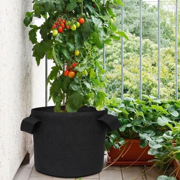 Filtede planteposer til vægophængning - grøn væghave blomster plantesæk - sort [2 Gallon] 20D*20H/34g til salg