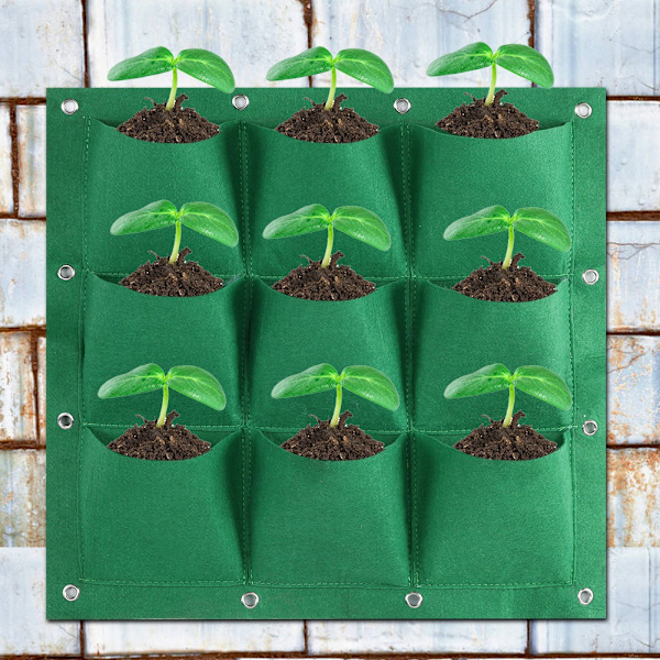 9 Taskun Vertical Greening Seinäpuutarha Kasvatuspussi Istutuslaatikko (Vihreä)