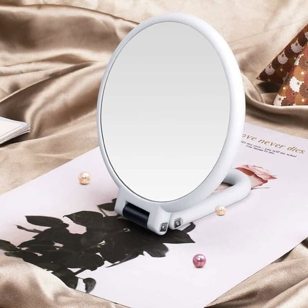 15x Magnifying Mirror, Double-Sided, Foldable Mirror with Handle, Perfect for Makeup and Hairdressing, White YYV